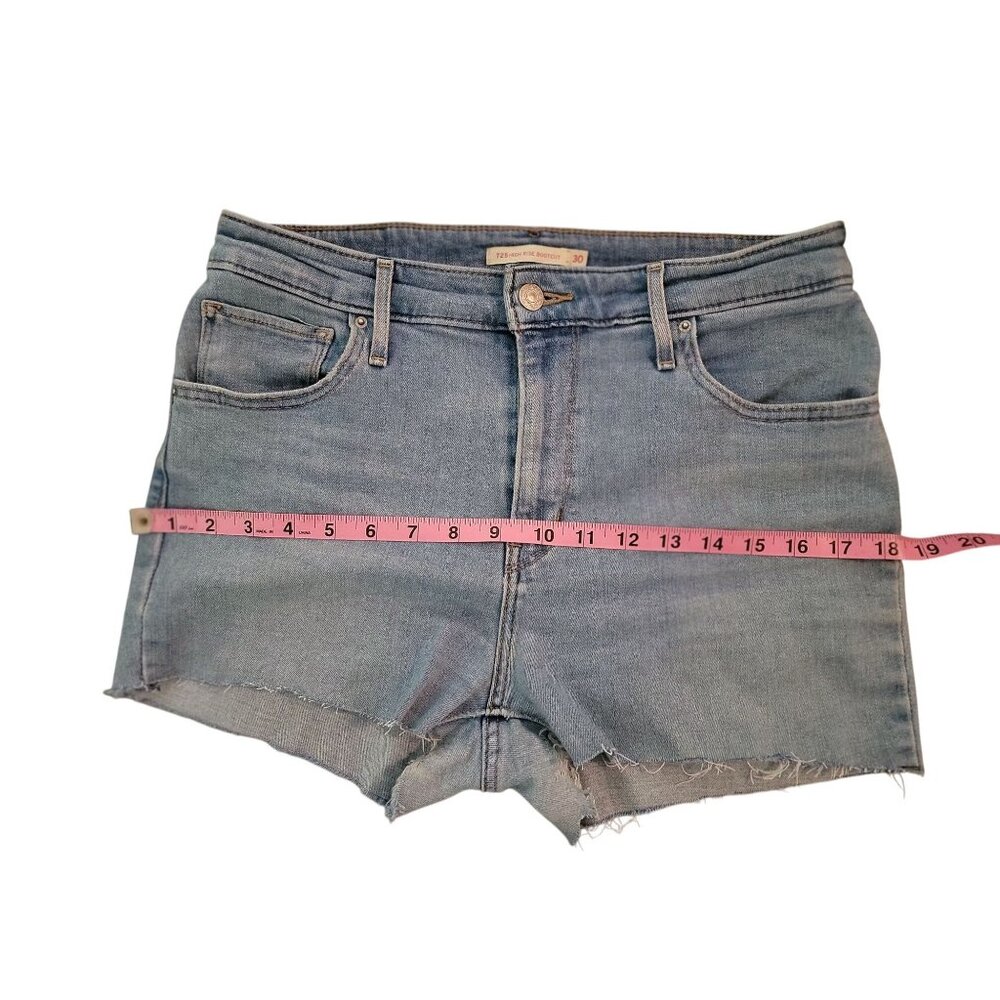 Levis Womens 725 High Rise Cut-off Denim Shorts Size 30 Blue - Picture 4 of 7